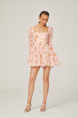 Jeanne pink floral-print pleated mini dress