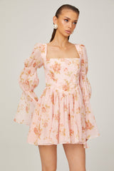 Jeanne pink floral-print pleated mini dress