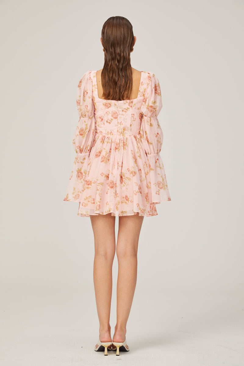 Jeanne pink floral-print pleated mini dress