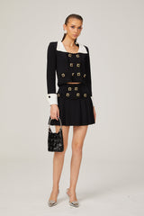 Hermine contrast-color jacket & skirt matching set