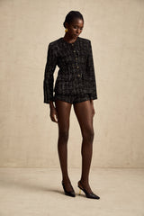 Claudine black metallic tweed jacket & shorts matching set