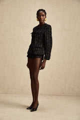 Claudine black metallic tweed jacket & shorts matching set