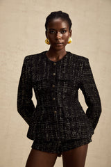 Claudine black metallic tweed jacket & shorts matching set