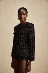 Claudine black metallic tweed jacket & shorts matching set