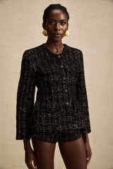 Claudine black metallic tweed jacket & shorts matching set