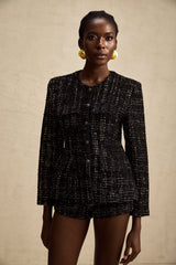 Claudine black metallic tweed jacket & shorts matching set