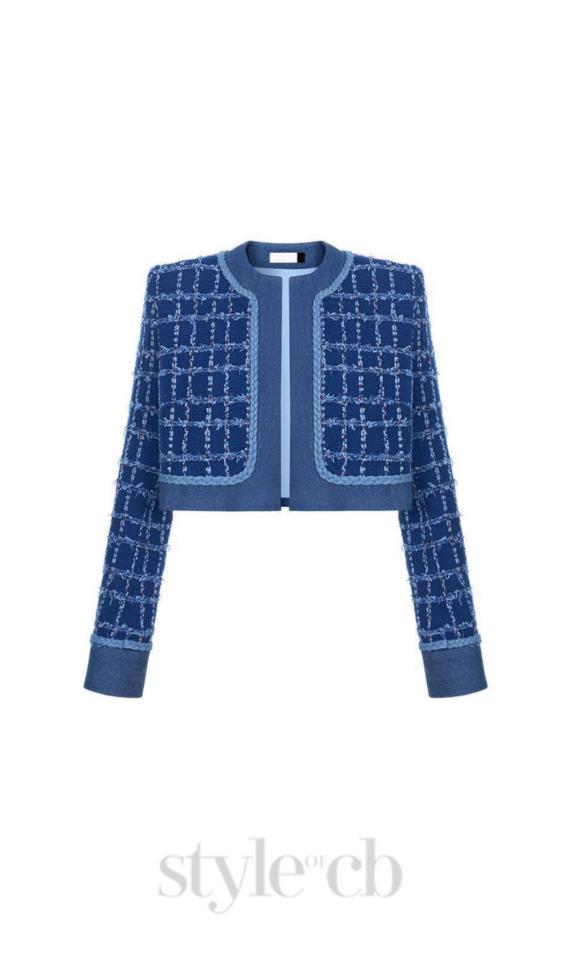 Cathy patchwork Tweed Jacket in blue