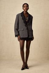 Dianthe grey lace-panel blazer