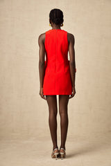 Ronnie red sleeveless bow mini dress