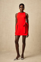 Ronnie red sleeveless bow mini dress