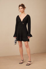 Laura black cut-out knit mini dress