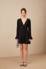 Laura black cut-out knit mini dress