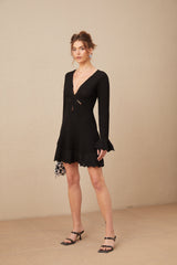 Laura black cut-out knit mini dress