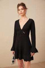 Laura black cut-out knit mini dress