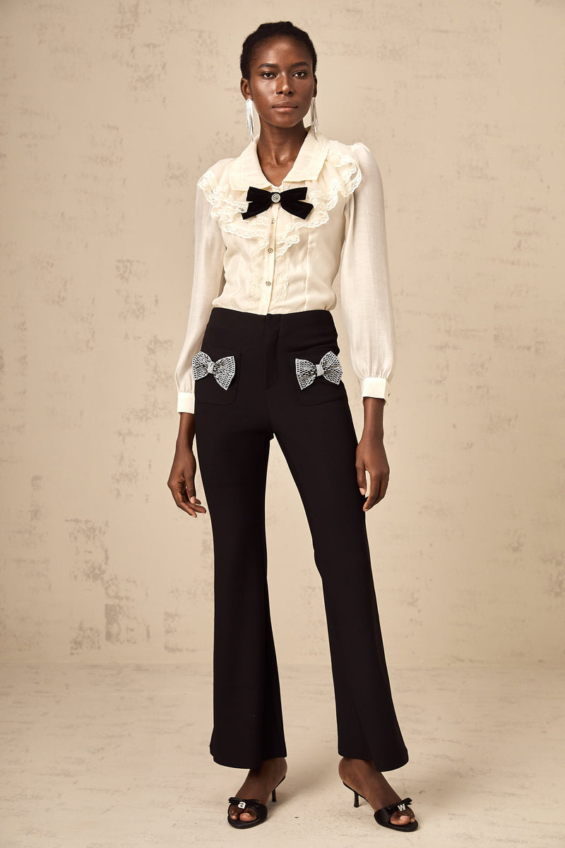 Gelsomina bow-embellished flared trousers