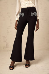 Gelsomina bow-embellished flared trousers