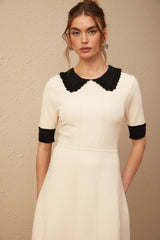 Andréa white split-hem knitted mini dress