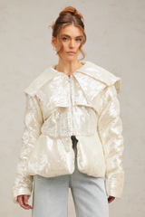 Joslyn white sequined down coat