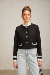 Géraldine black ruffled-trim jacket