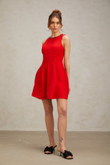 Katie red crystal-embellished puff mini dress