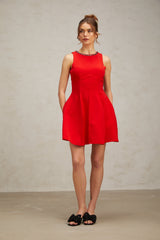 Katie red crystal-embellished puff mini dress