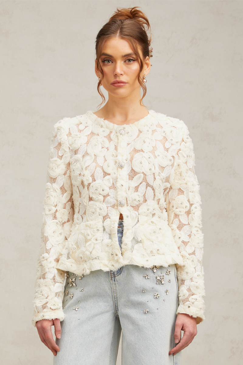 Marianne floral-appliqué embellished jacket