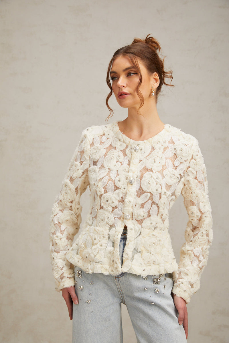 Marianne floral-appliqué embellished jacket