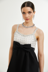 PARISA CRYSTAL-EMBELLISHED BOWKNOT MINI DRESS