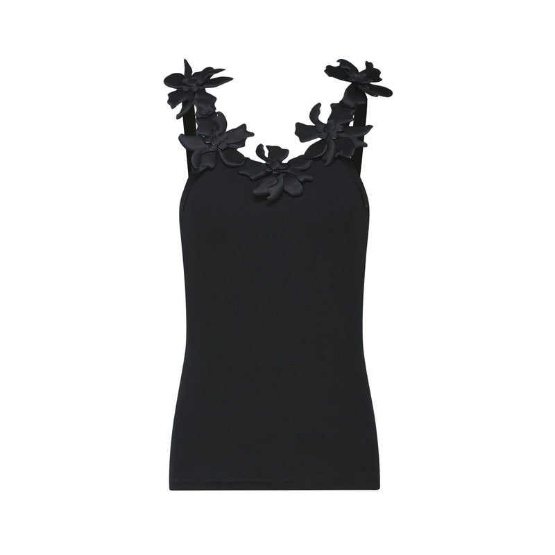 Nalini black faux-flower top