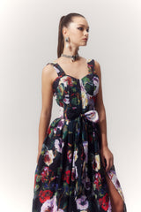 TRUDA MULTICOLOR FLORAL PRINTED MIDI DRESS