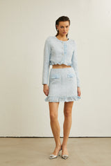 Viviane ruffled tweed blazer & skirt matching set