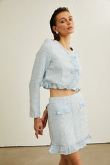 Viviane ruffled tweed blazer & skirt matching set