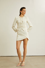 Manon faux-pearl asymmetric jacket & skirt matching set