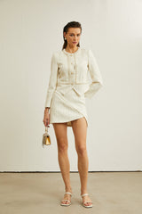 Manon faux-pearl asymmetric jacket & skirt matching set