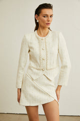 Manon faux-pearl asymmetric jacket & skirt matching set