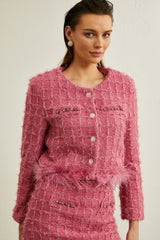 Gisèle tweed fringed jacket & skirt matching set