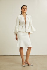 Lucie flared-cuff sequined jacket & skirt matching set