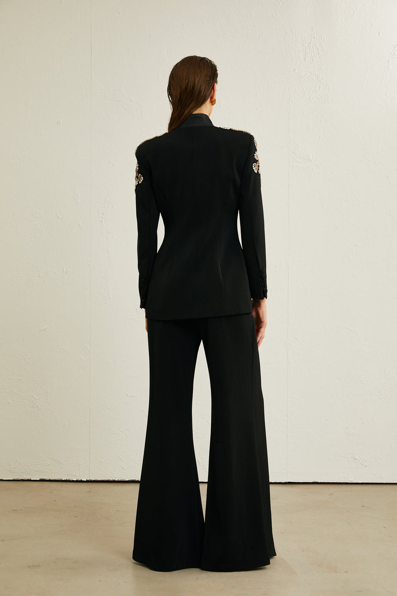 Delphine black embellished jacket & trousers matching set