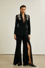 Delphine black embellished jacket & trousers matching set