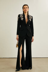 Delphine black embellished jacket & trousers matching set