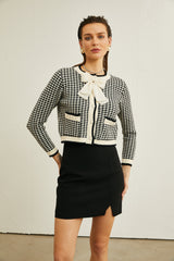 Orlane checked bow-embellished cardigan