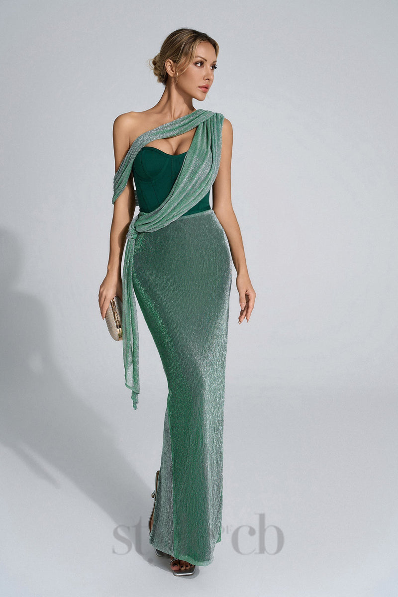 Emerald Green Halter Strap Maxi Dress