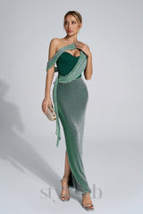 Emerald Green Halter Strap Maxi Dress