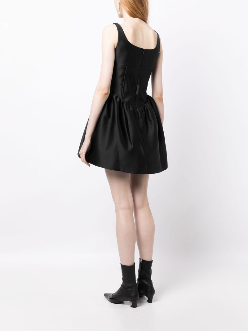 crystal-embellished square-neck mini dress in black