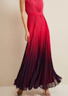 ombre pleated draped maxi dress