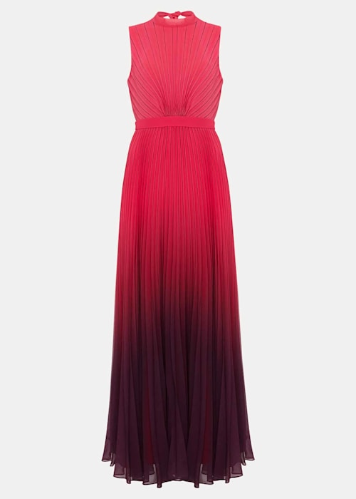 ombre pleated draped maxi dress