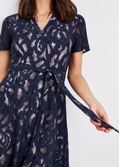 Ennis Lace midi Dress in navy