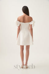 Etta flower strapless mini dress in ivory