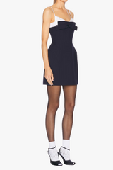 Double Bow Sling mini Dress in navy blue