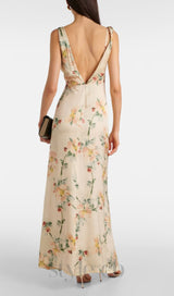 FLORAL DRAPED MAXI DRESS